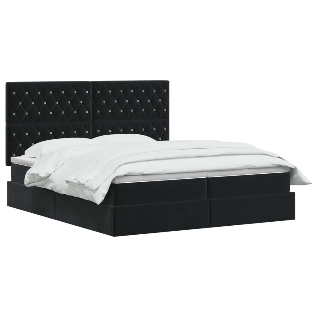 Letto con Contenitore con testiera Nero 200 x 200 cm Velluto 3459821
