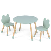 Set tavolo e sedie per bambini a forma di rana con gambe in legno, Arredamento multiattivit¨¤ per casa e asilo 3+ anni Verde