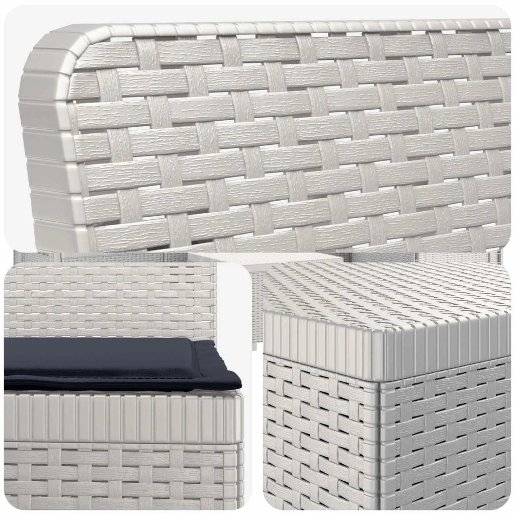 Divano da Giardino 5 Posti con Cuscini Stile Rattan PP Bianco 3444081