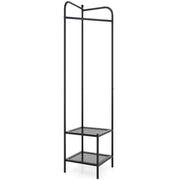 Appendiabiti indipendente 42,5 x 42,5 x 193,5 cm pratico 2 in 1 con ripiani in rete design nero 20_0017642