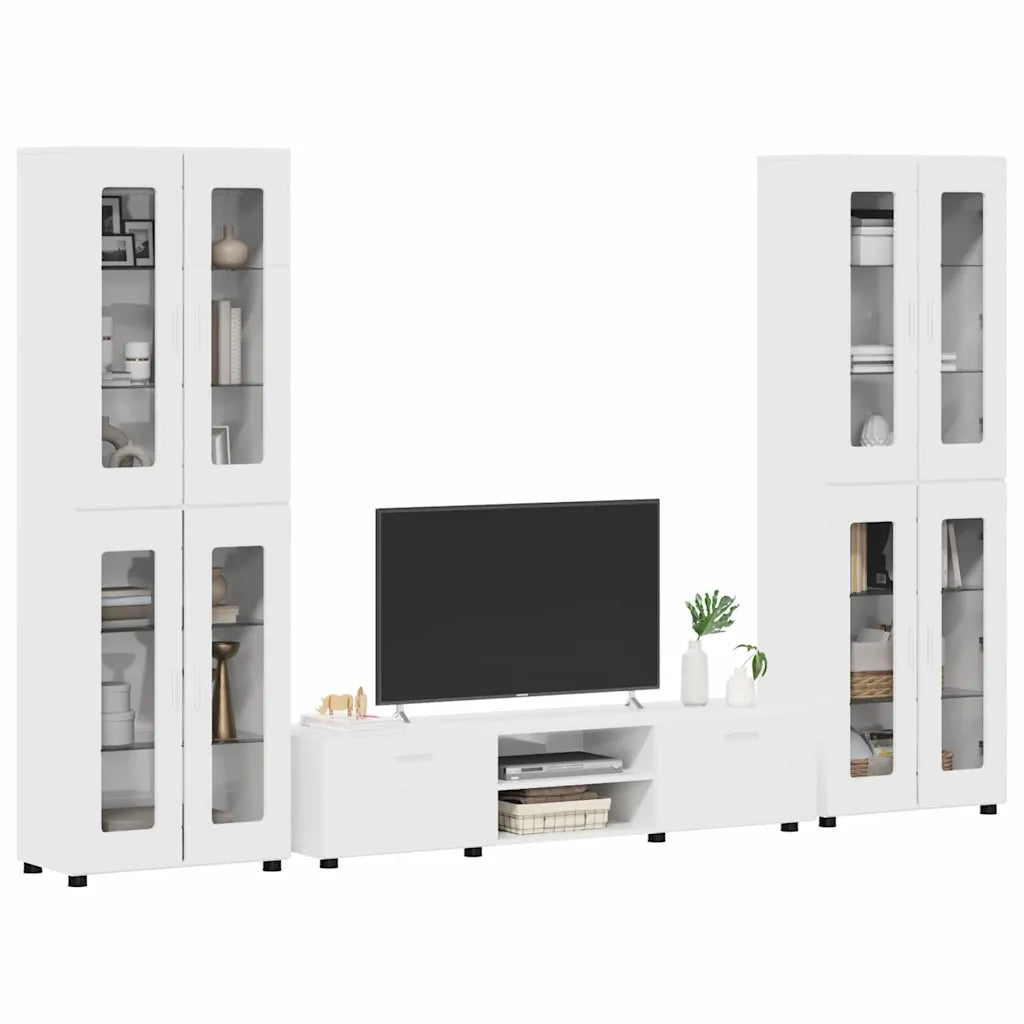 Set mobile TV FLORIN 3 pcs Bianco Lucido Legno multistrato