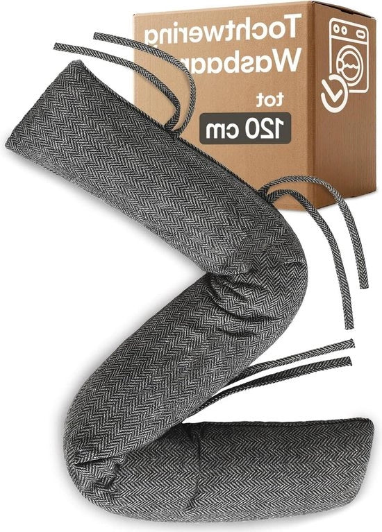 Tochtstopper per finestre fino a 120 cm, lavabile, grigio - energetico - lunghezza extra - porte larghe - striscia di chiusura per porte