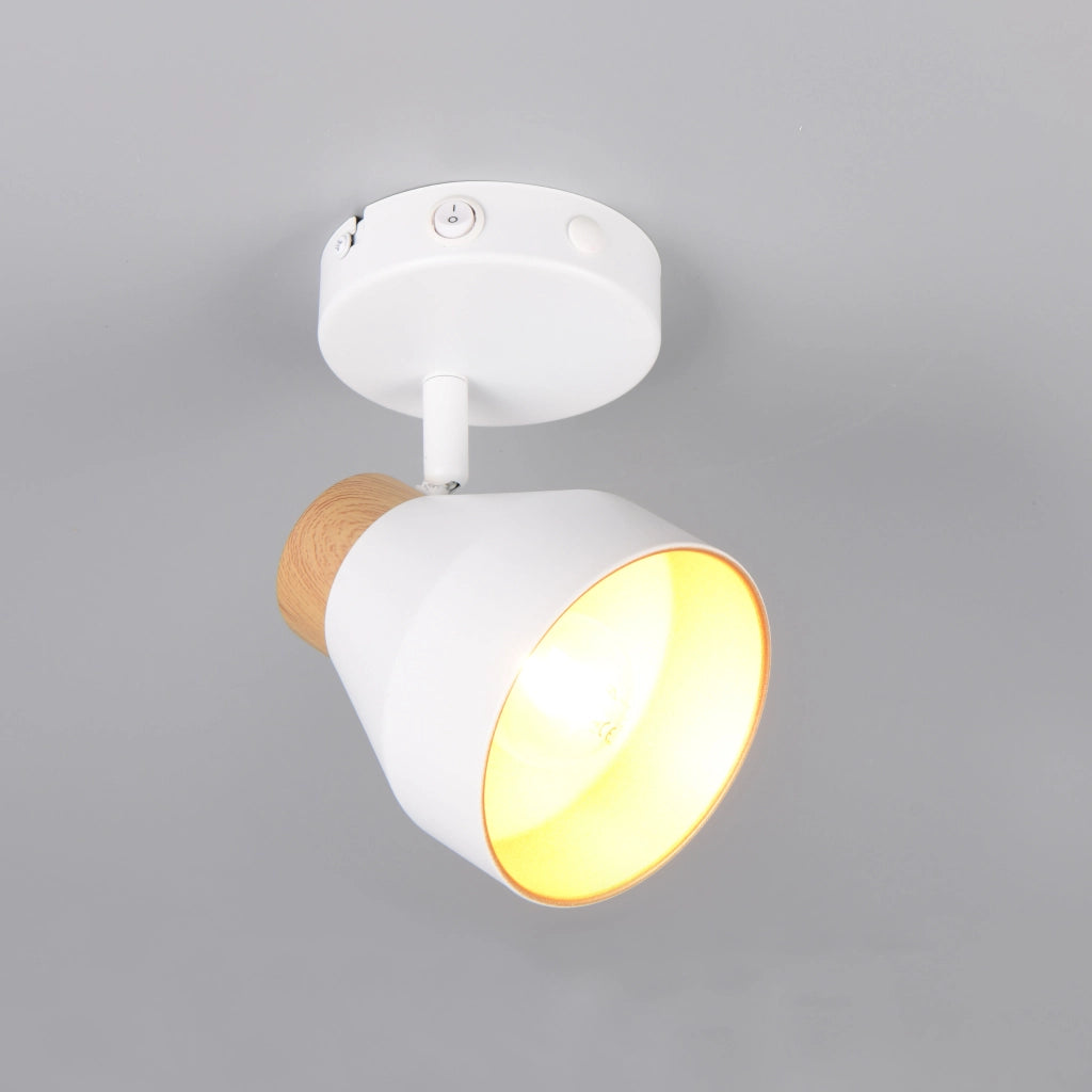 SPOT E14 VALENTIN H14CM BIANCO/LEGNO/ORO