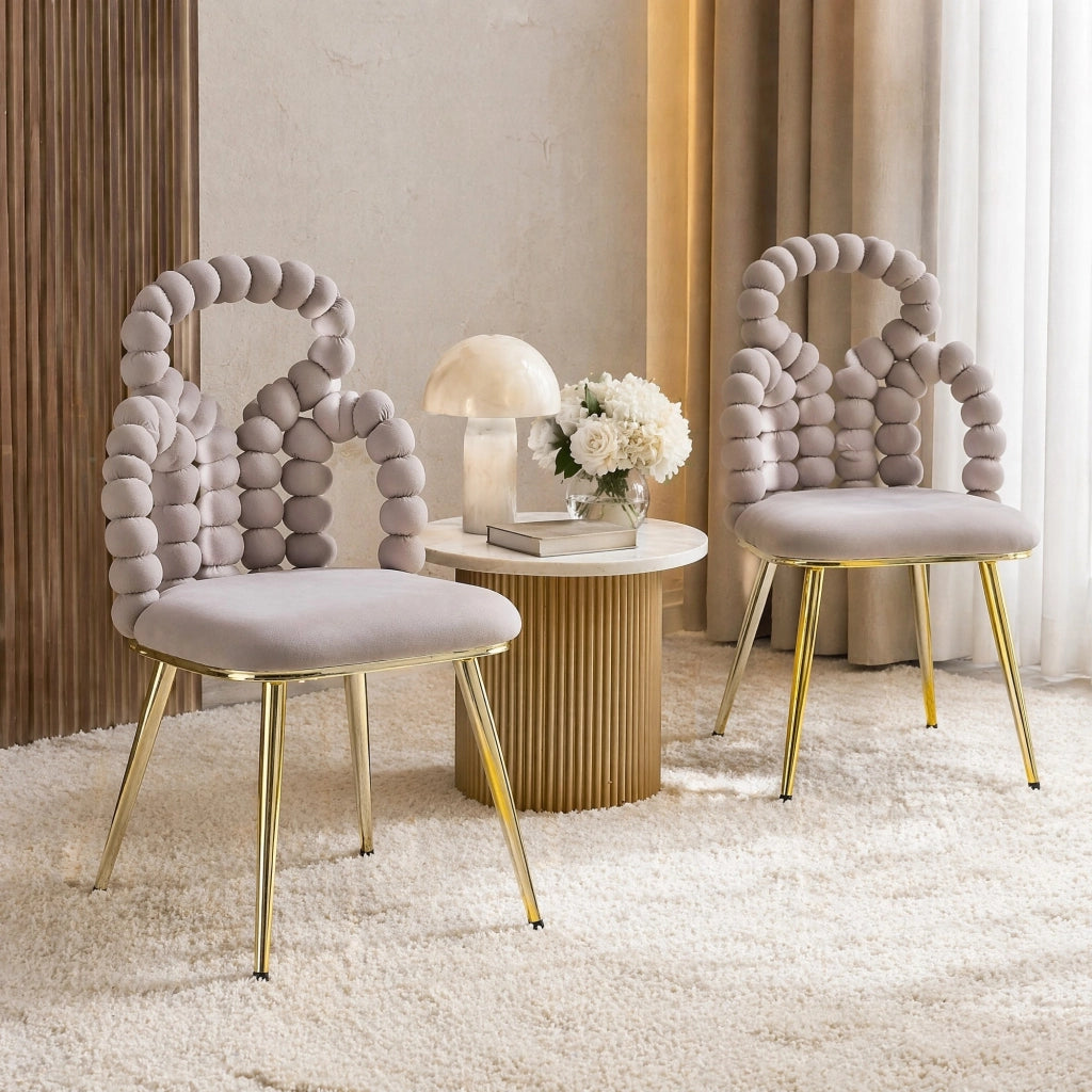 SEDIA Imbottita 68x57x54,5 cm Velluto Grigio Chiaro
