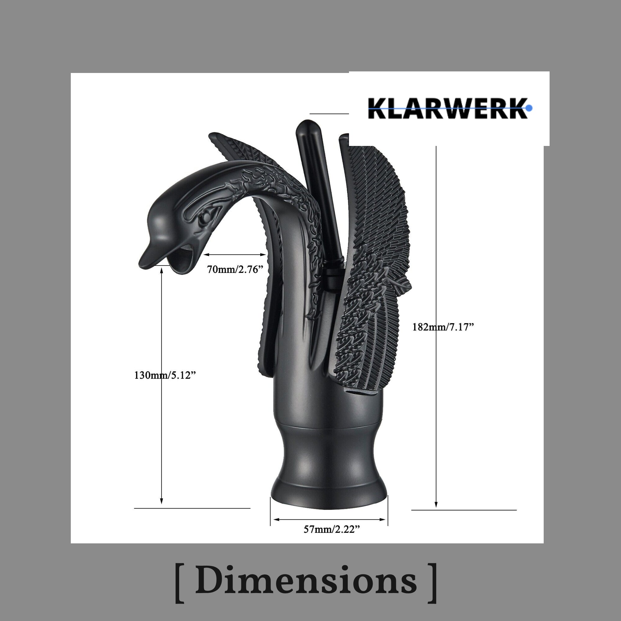 ADRIAN | Rubinetteria da bagno di design in acciaio inox con effetto cigno per lavabo lussuoso nero opaco ristorazione | miscelatore bagno 2 attacchi