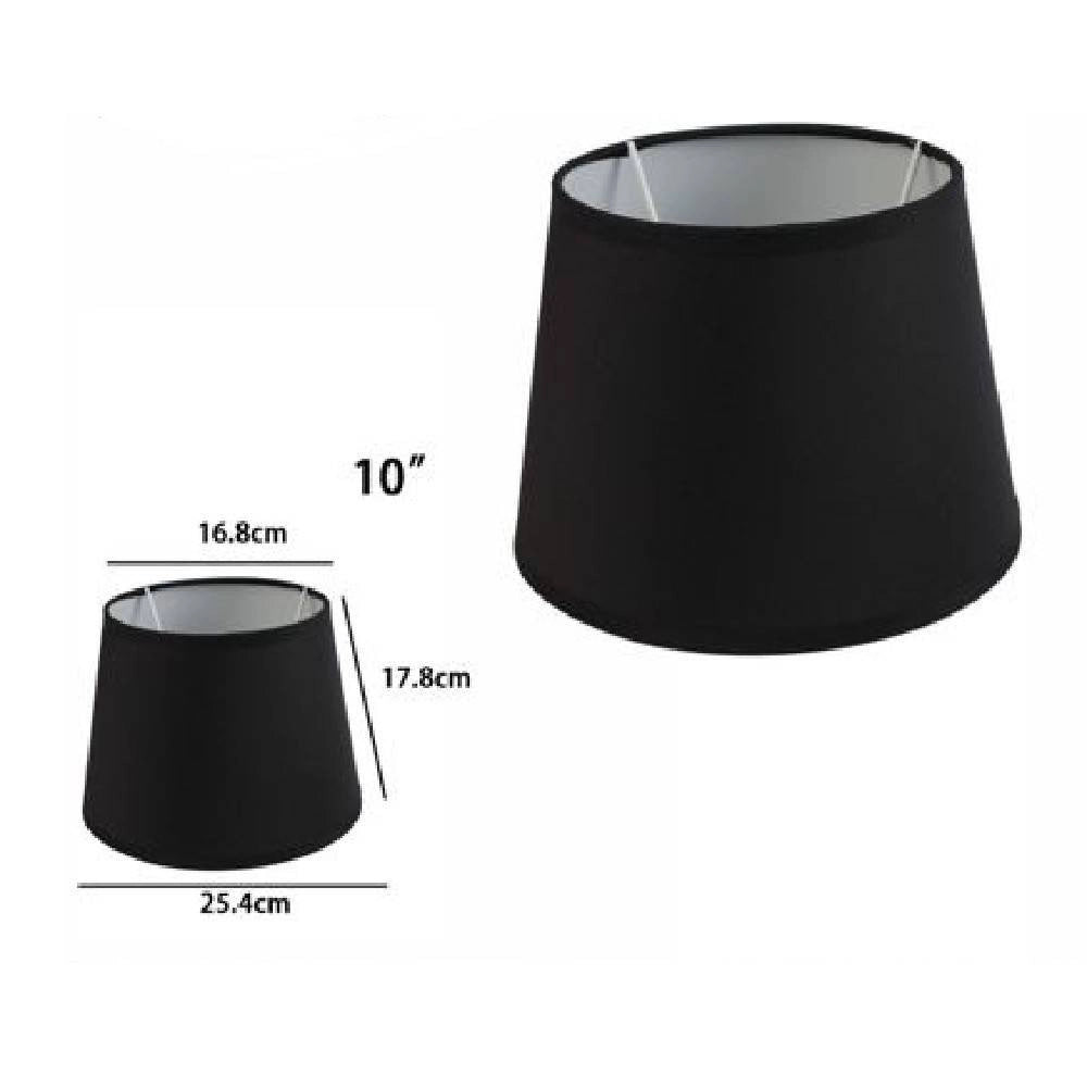 Trade Shop - Paralume Conico Cilindro Cappello Ricambio Per Lampada E Applique In Tessuto Tnt - Nero   -10"   -