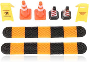 Accessori per modelli in scala 1/18 e 1/24 - 4 Kei in plastica duratura - 2 Pedane di accesso - 2 Cartelli di avviso - 4 pezzi