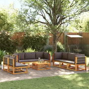 Set di divani da giardino 9 pezzi con cuscini in legno di acacia e corda 3278834