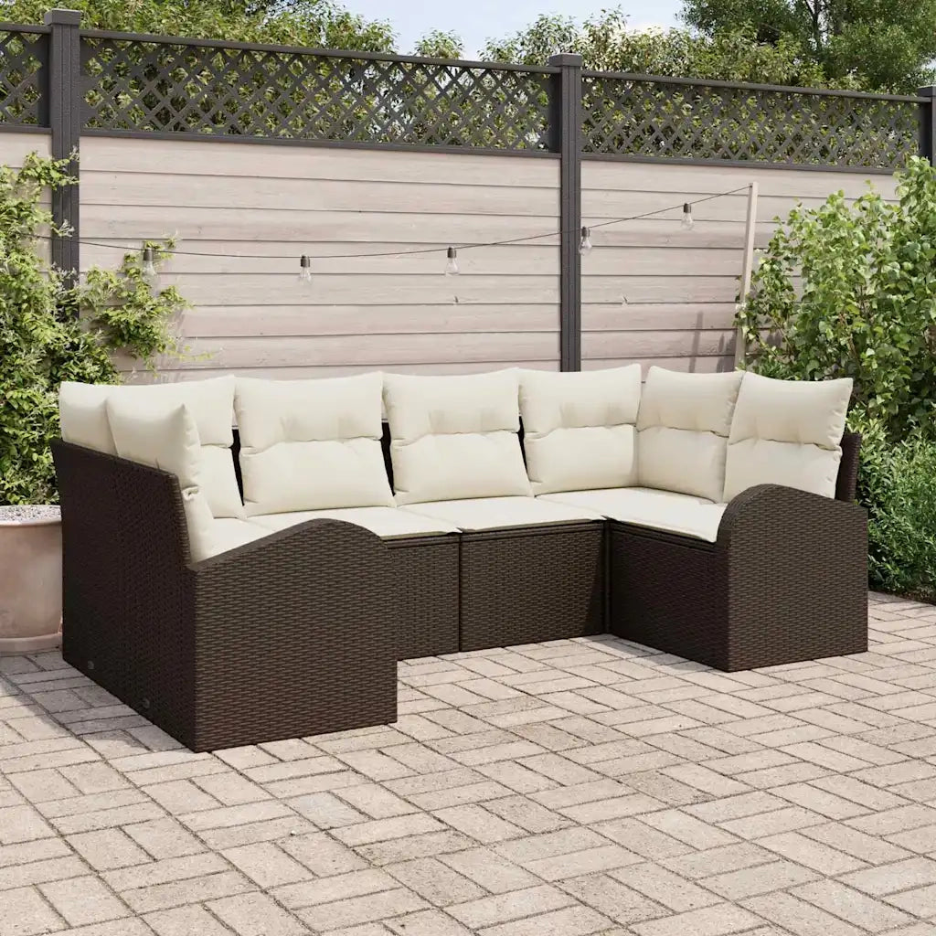 Set Divano da Giardino 6 pcs Marrone e bianco polyrattan 3354847