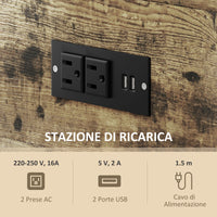 Tavolino da Soggiorno Stile Industriale 60x30x665 cm con Cassetto e Ripiani in Legno e Metallo Nero