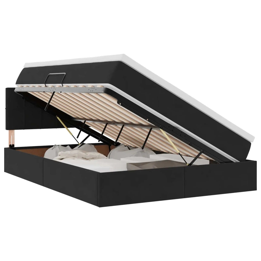Letto con Contenitore con materasso Nero 140 x 190 cm Velluto