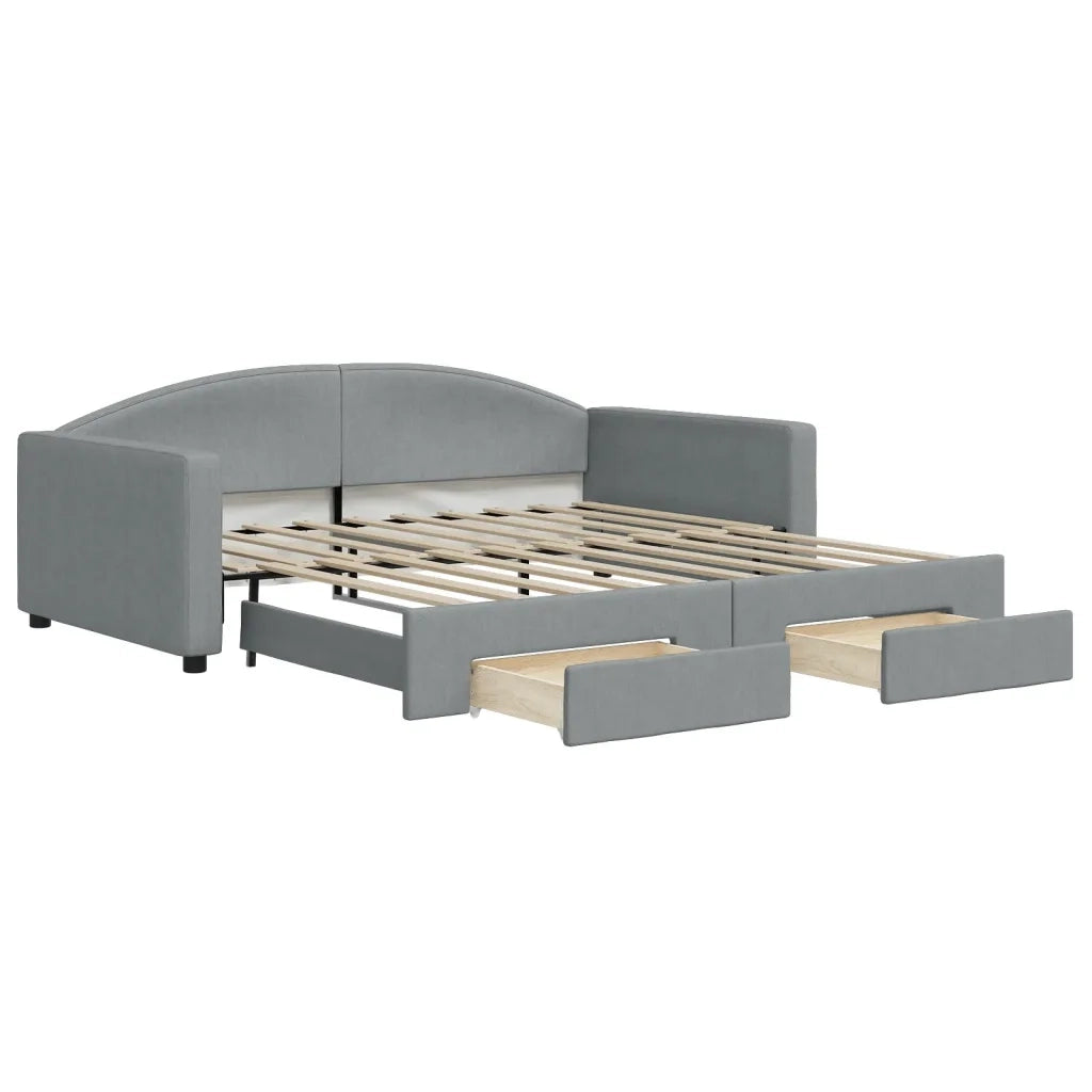 Divano Letto Estraibile Cassetti Grigio Chiaro 100x190 Tessuto 3197267