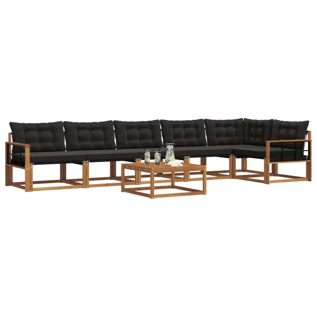 Set di divani da esterno con cuscino 7 pcs Naturale e Nero 3369535