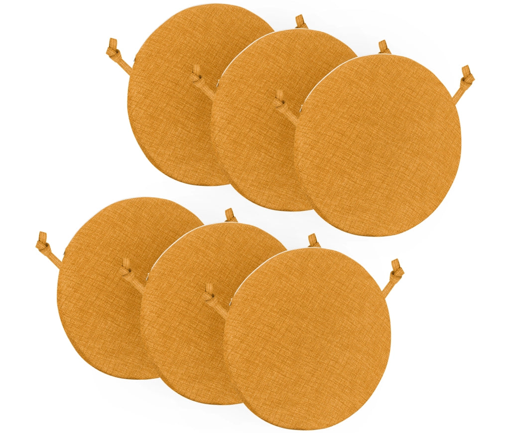 Cuscini Rotondi Per Sedie Cucina Imbottiti Sfoderabili Con Cerniera Cuscino Rotondo Ø 40 Cm Sedia Tavolo Lavabile In Lavatrice Con Lacci Per Fissaggio Prodotto Italiano Comodi 6 Pezzi - Arancione