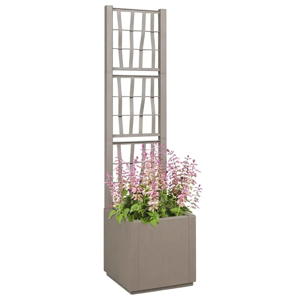 Fioriere | Cassetta per fiori | Vaso da Giardino con Trellis Marrone Chiaro 36 x 36 x 140 cm PP