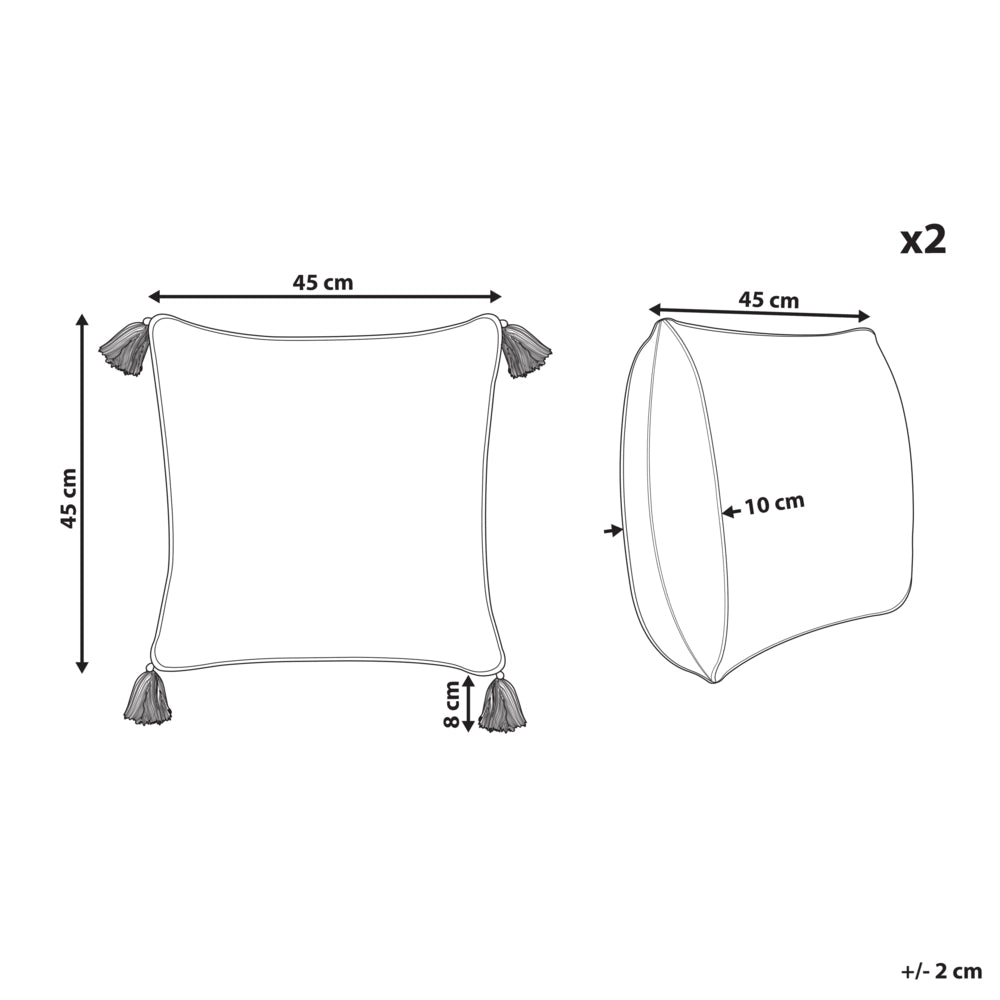 Set di 2 cuscini sparsi verde e bianco 45 x 45 cm stampa a blocchi a mano rivestimenti rimovibili cerniera motivo boho