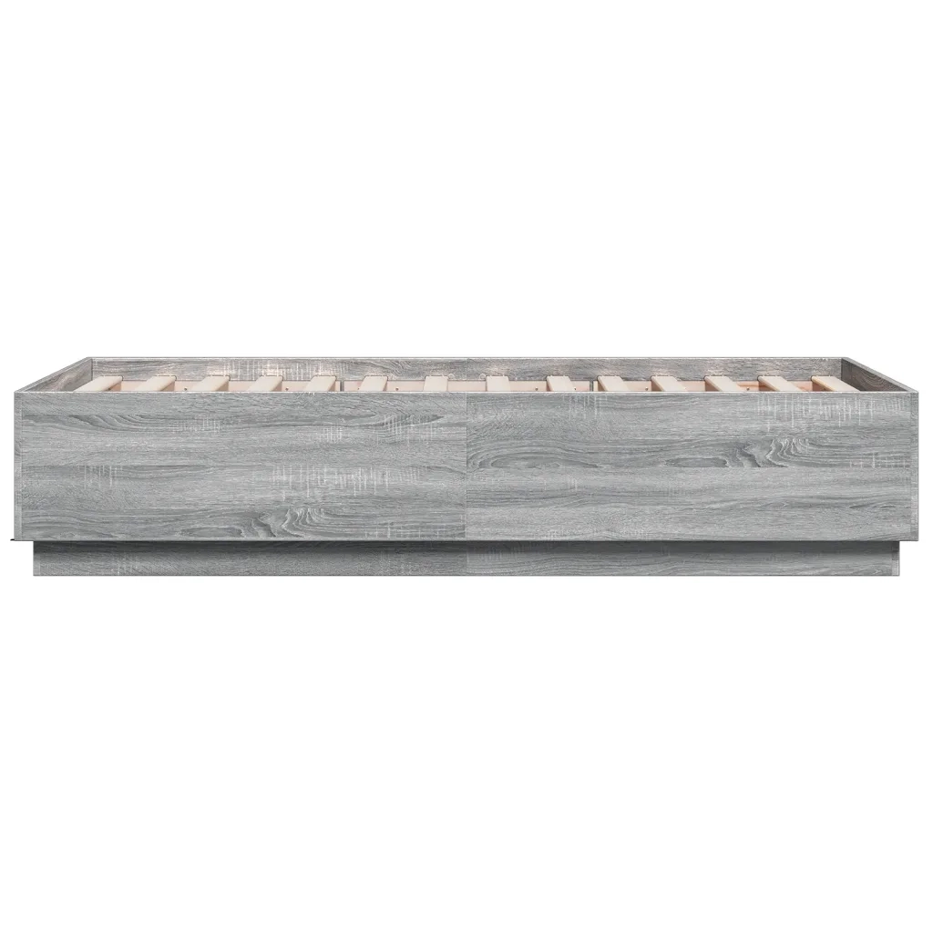 Giroletto Luci LED-Struttura Letto con LED Grigio Sonoma 75x190 cm in Legno Multistrato 920423
