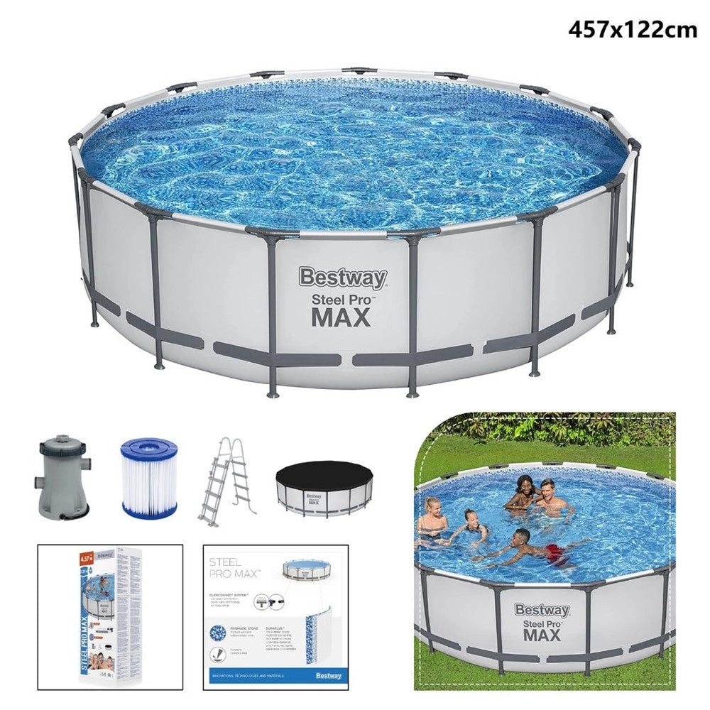 Trade Shop - Piscina Fuori Terra Con Struttura Steel Pro Max Pompa Filtro ø457x122 Cm Rotonda 56438 -