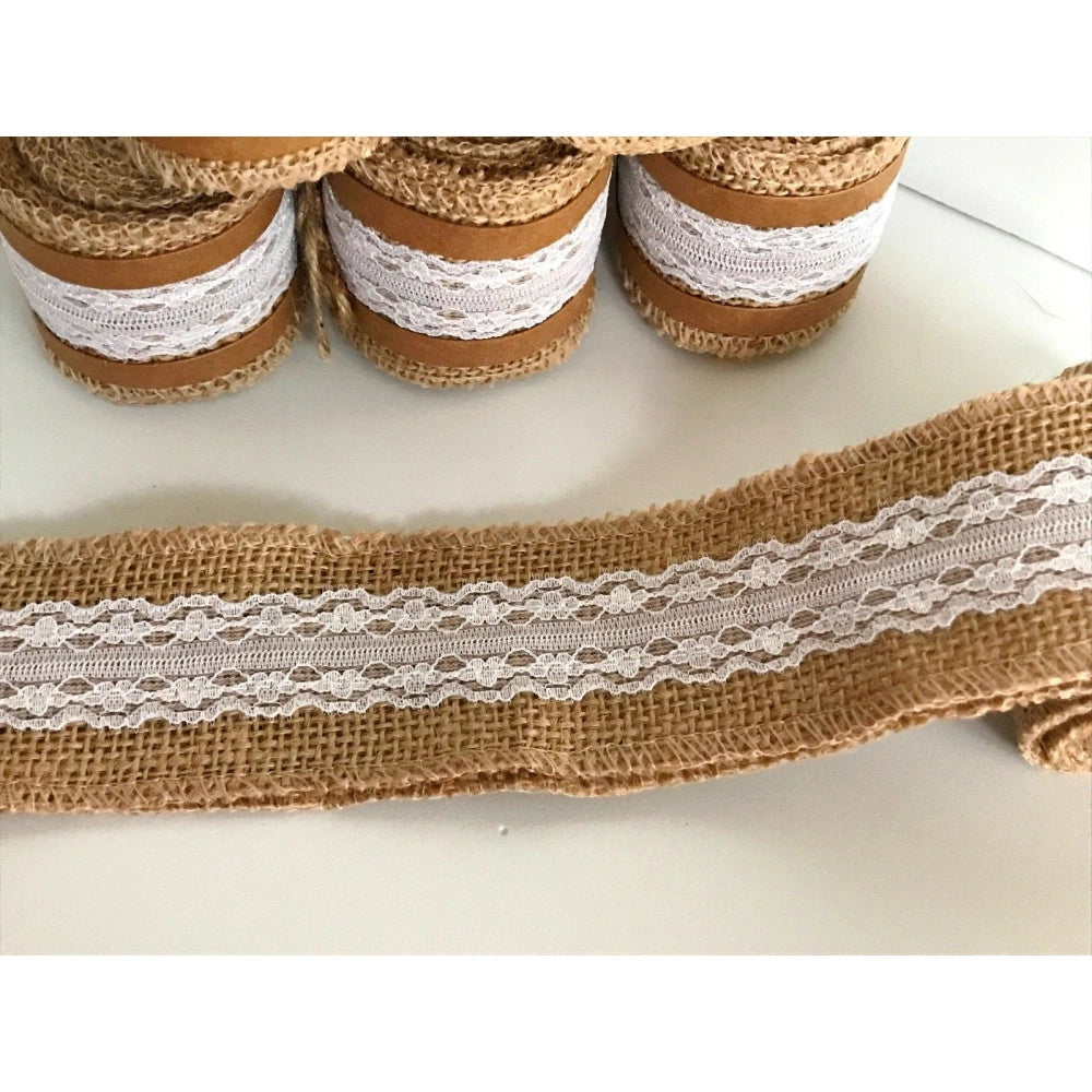 Trade Shop - Nastro In Pizzo Juta Per Decorazioni Bomboniera Wedding Tulle Ribbon Shabby -