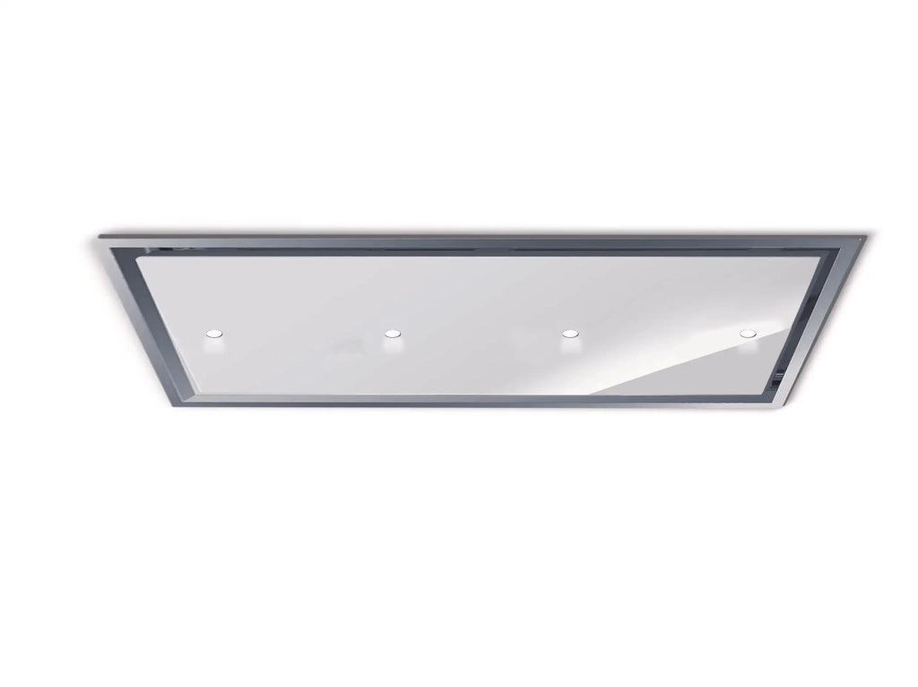 Cappa a soffitto da incasso GEA FLAT cm 90X60 - Inox/vetro Bianco spot light - 800 m3/h