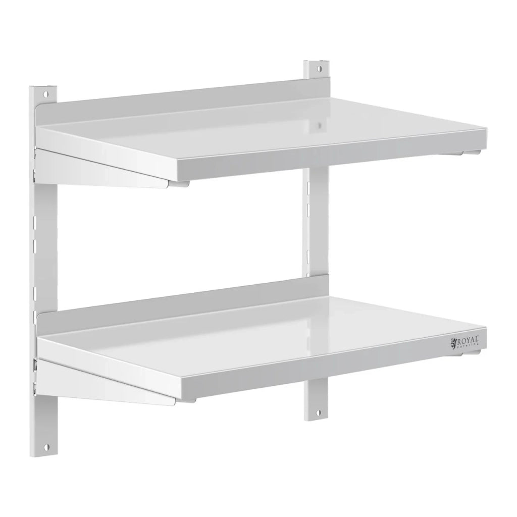 Mensola da parete professionale con 2 ripiani in acciaio inox 40 x 60 cm 14_0001558