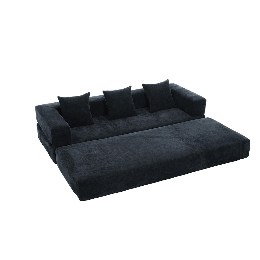Set divano 3 posti + 3 pouf - Xylo - Velluto costato, imbottitura 32D, home cinema