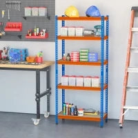 Scaffale in Metallo da Garage a 5 Livelli, 80 x 40 x 182 cm, Blu e Arancione