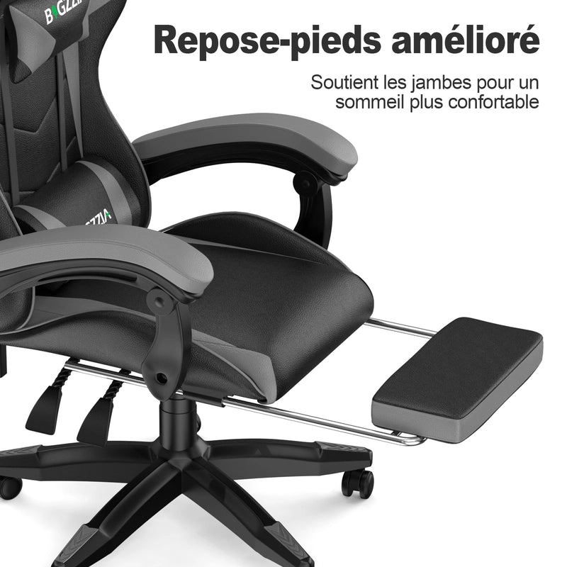 Sedia da gioco, sedia da gioco ergonomica  in similpelle PU, altezza regolabile, con poggiatesta e supporto lombare, poggiapiedi