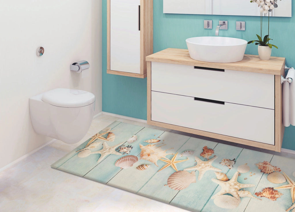 Tappeto Cucina Antiscivolo Stampa Digitale Emozioni Fantasie Maiolica Marina - 58x280 - Profumo Mare