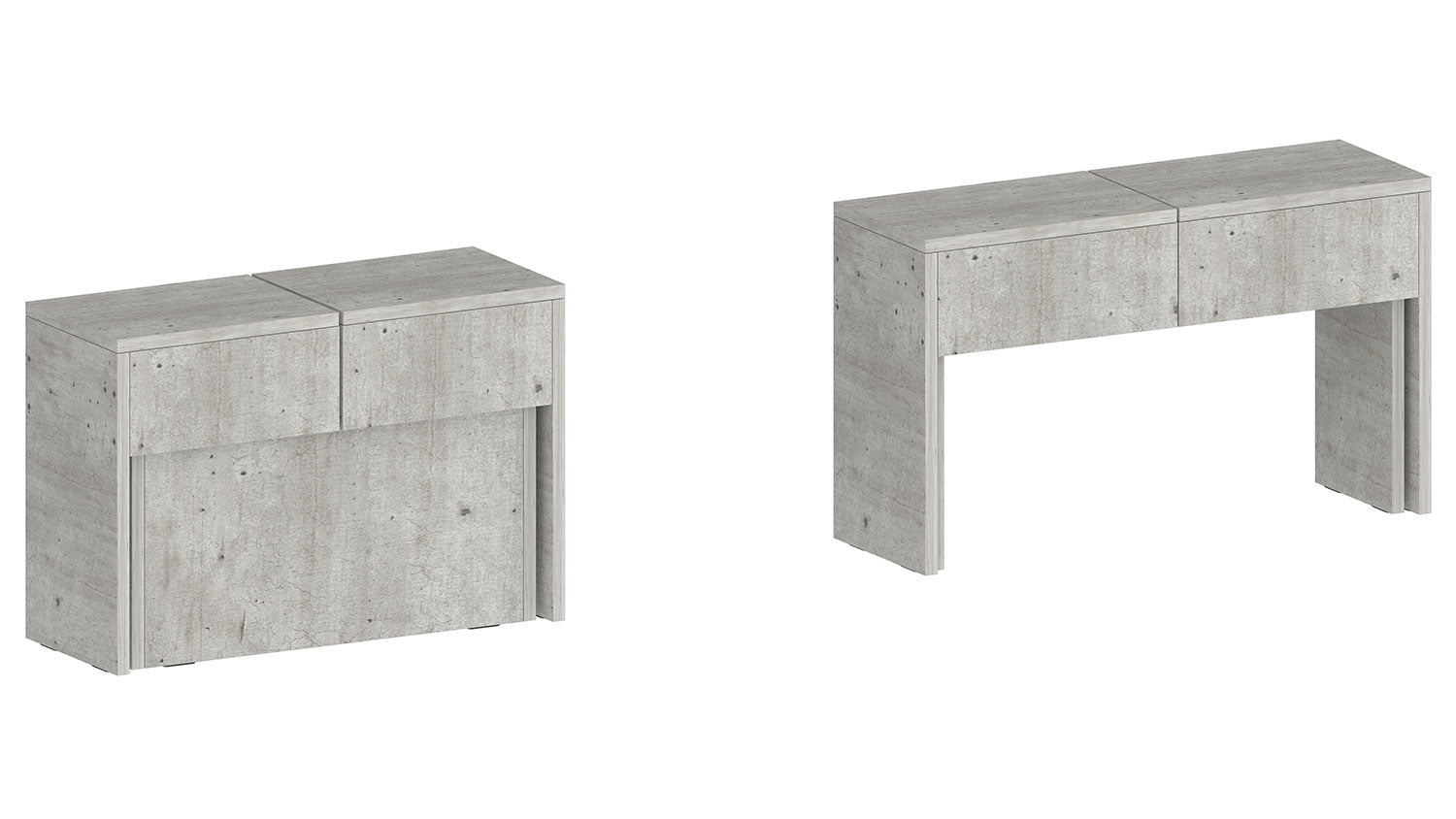 Set 2 Panche Allungabili 66/290x25x45 cm Pratika Singola A e B Cemento