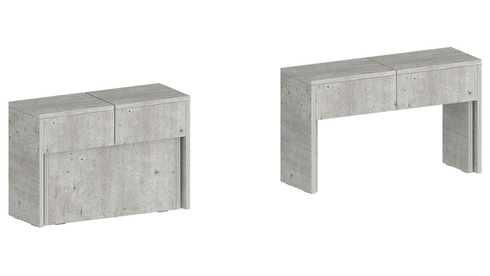 Set 2 Panche Allungabili 66/290x25x45 cm Pratika Singola A e B Cemento