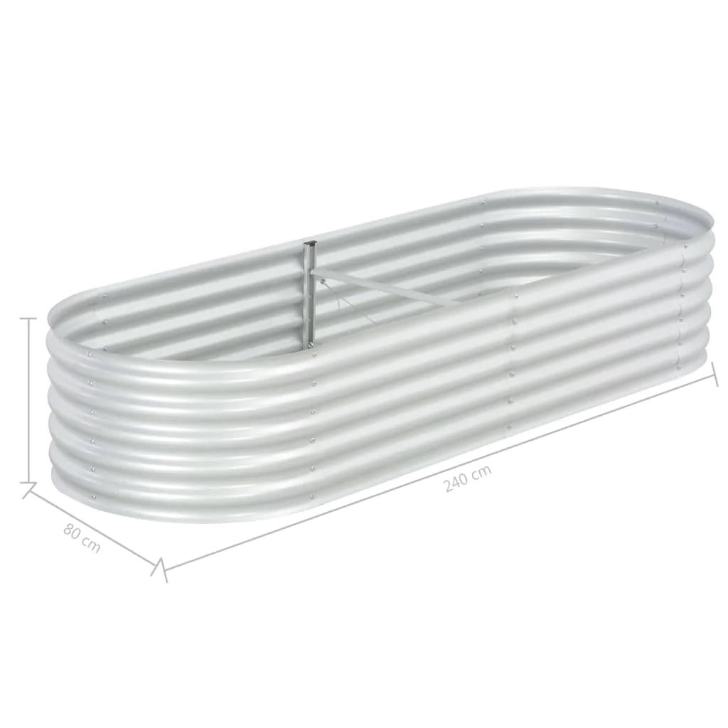 Fioriera rialzata per piante e fiori giardino 240 x 80 x 44 cm acciaio zincato argento 02_0001020