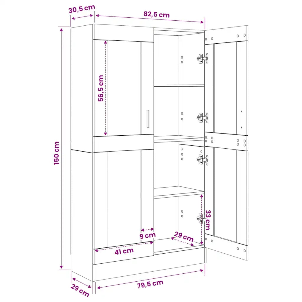 Libreria Bianca 82,5x30,5x150 cm in Legno Multistrato 802723