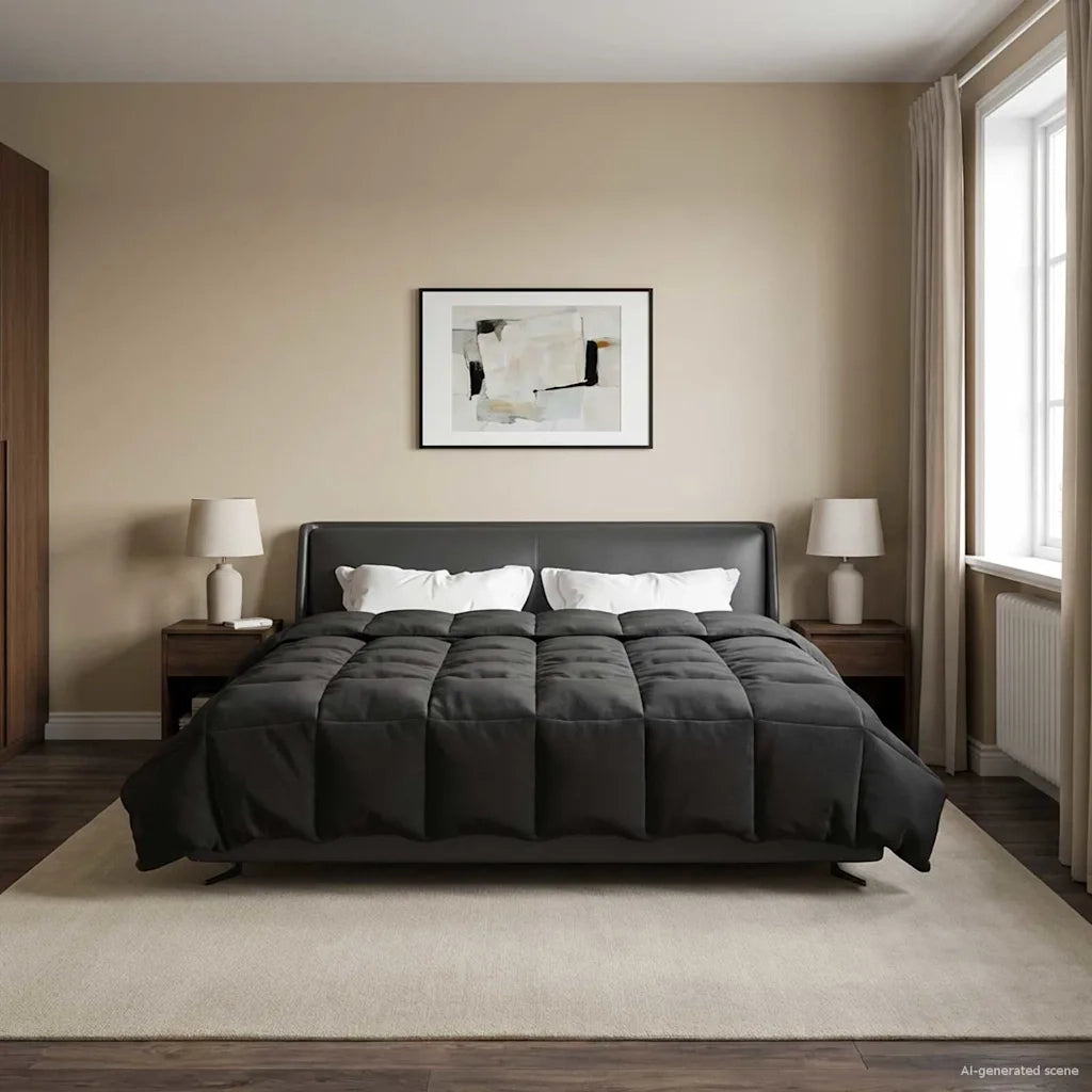 Duvet Invernale Trapuntato Nero 220 x 260 cm Microfibra 42026107