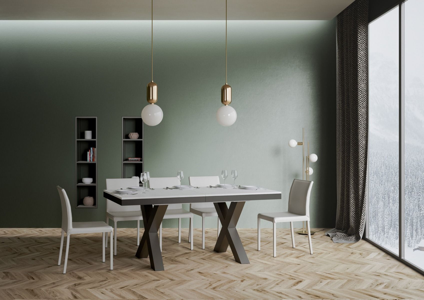 Tavolo Allungabile 160-264x90x80 cm Traffic Evolution Bianco Frassino