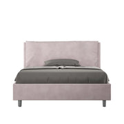 BS COM Letto matrimoniale francese con rete imbottito 140x190 microfibra glicine Large