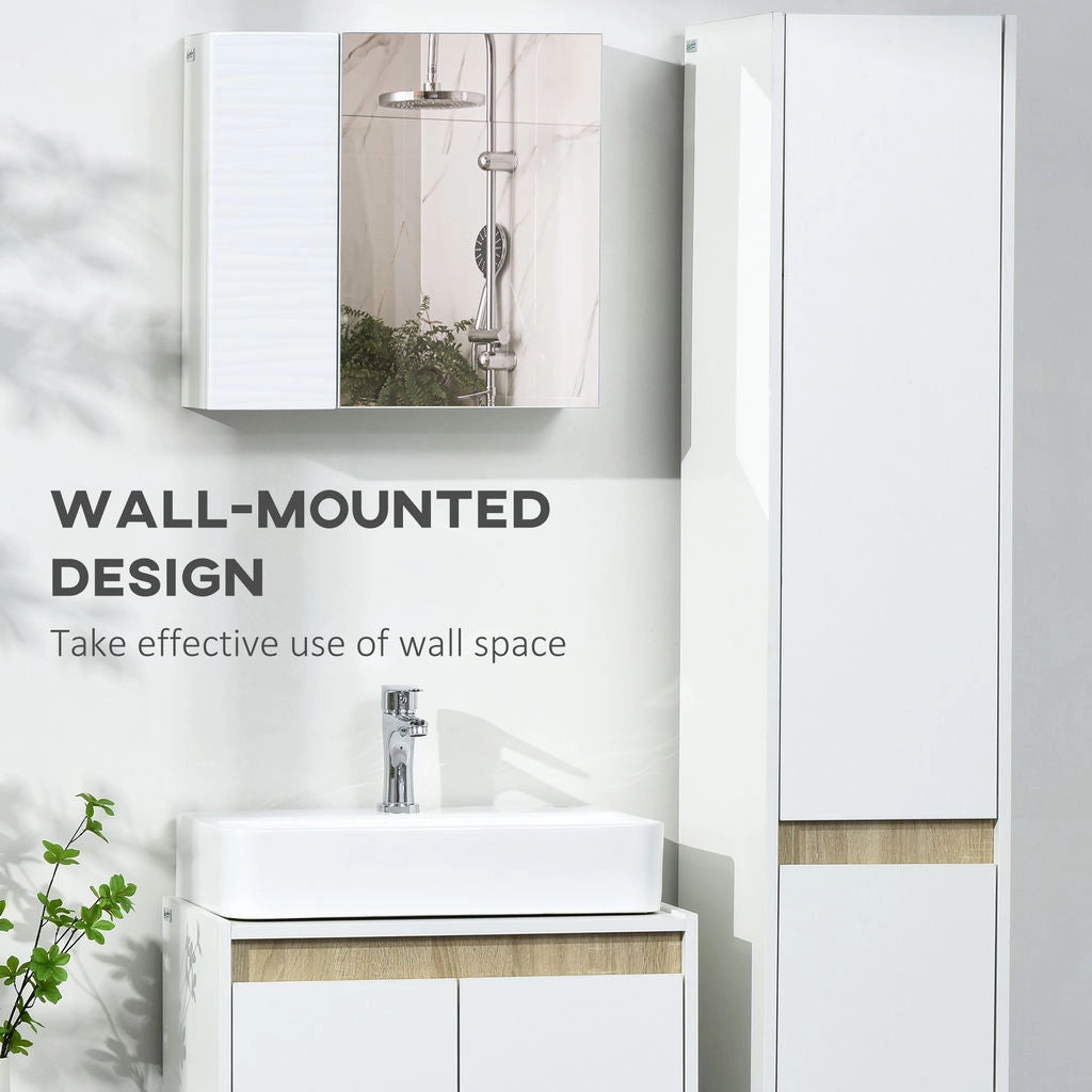 ARMADIO A SPECCHIO DA BAGNO CON 4 RIPIANI REGOLABILI 48X15X45 CM BIANCO
