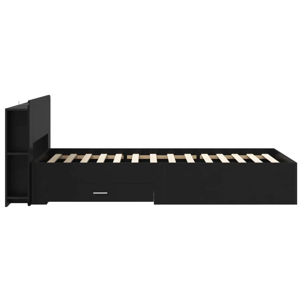 Telaio del letto con storage con cassetto Nero 75 x 190 cm 3433696