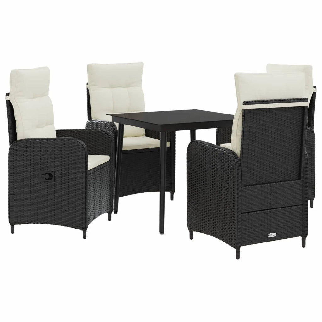 Set Tavolo da Salotto con cuscino 5 pcs Nero e Bianco Crema