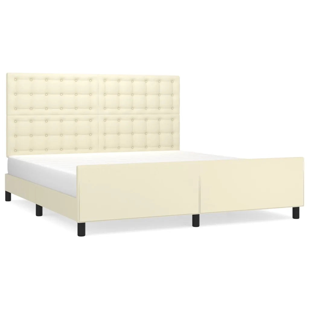 Giroletto con Testiera Crema 160x200 cm in Similpelle 3125581