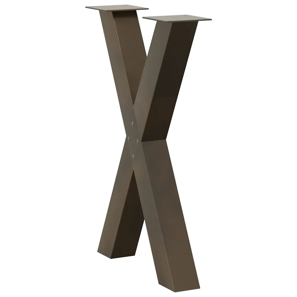 Gambe per tavolo da pranzo a forma di X 2 pz in acciaio naturale 50x(72-73) cm 4012971