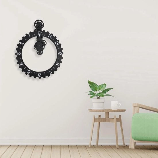 Cronografo Decorativo 3D in Movimento per Cucina e Salotto - 40 cm - Nero