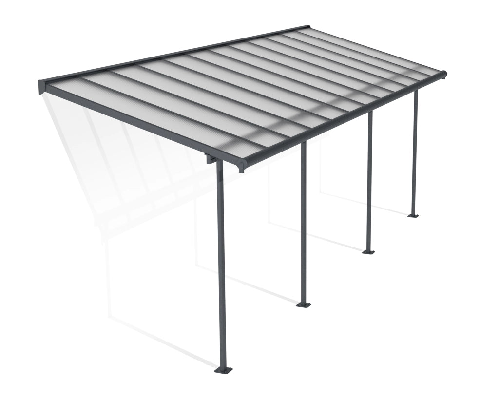 Pergola Sierra Addossata in Alluminio  2.3X6.7 m Grigio