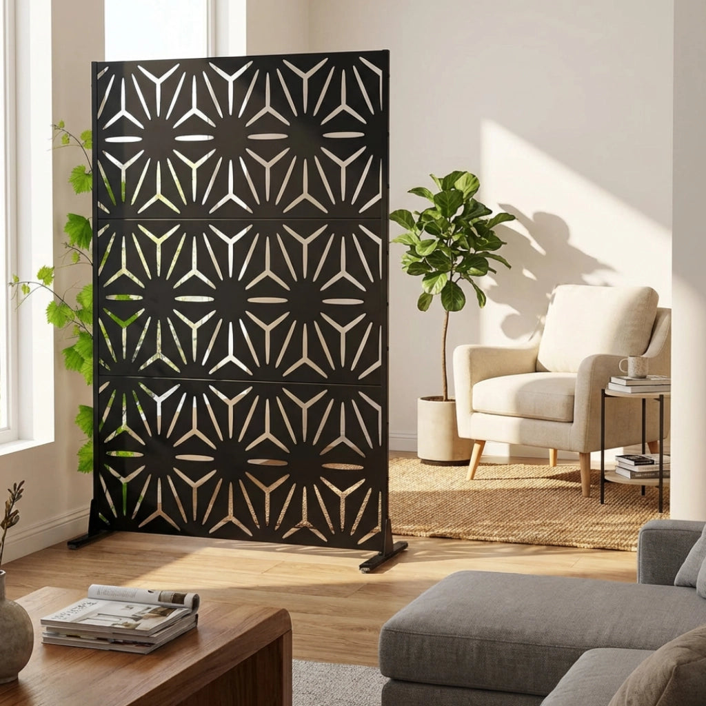 Pannello Divisorio Kilsturd in Acciaio Zincato con Motivo Decorativo 180x120 cm - Nero casa.pro