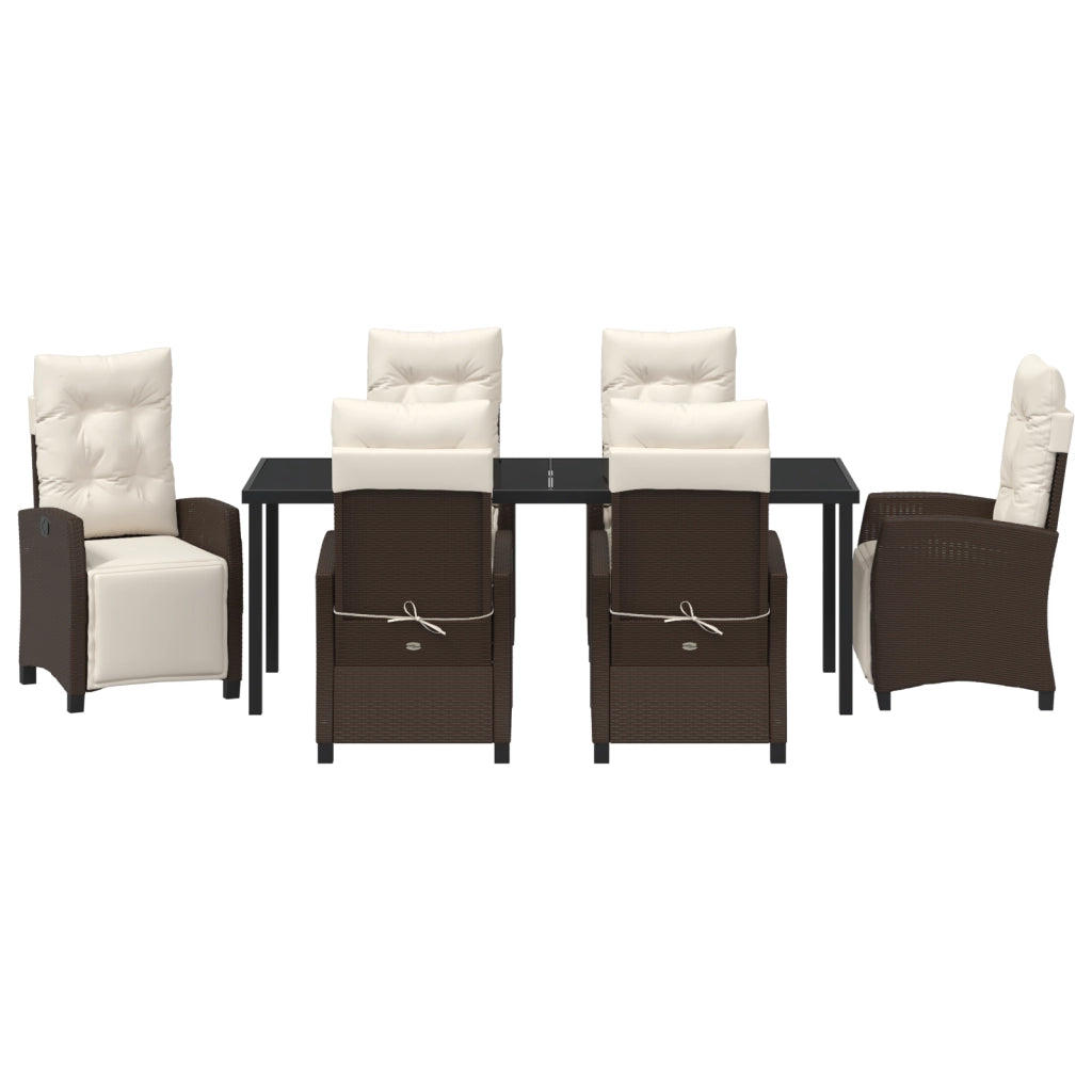 Set da Pranzo da Giardino 7 Pezzi Marrone in Rattan Polietilene