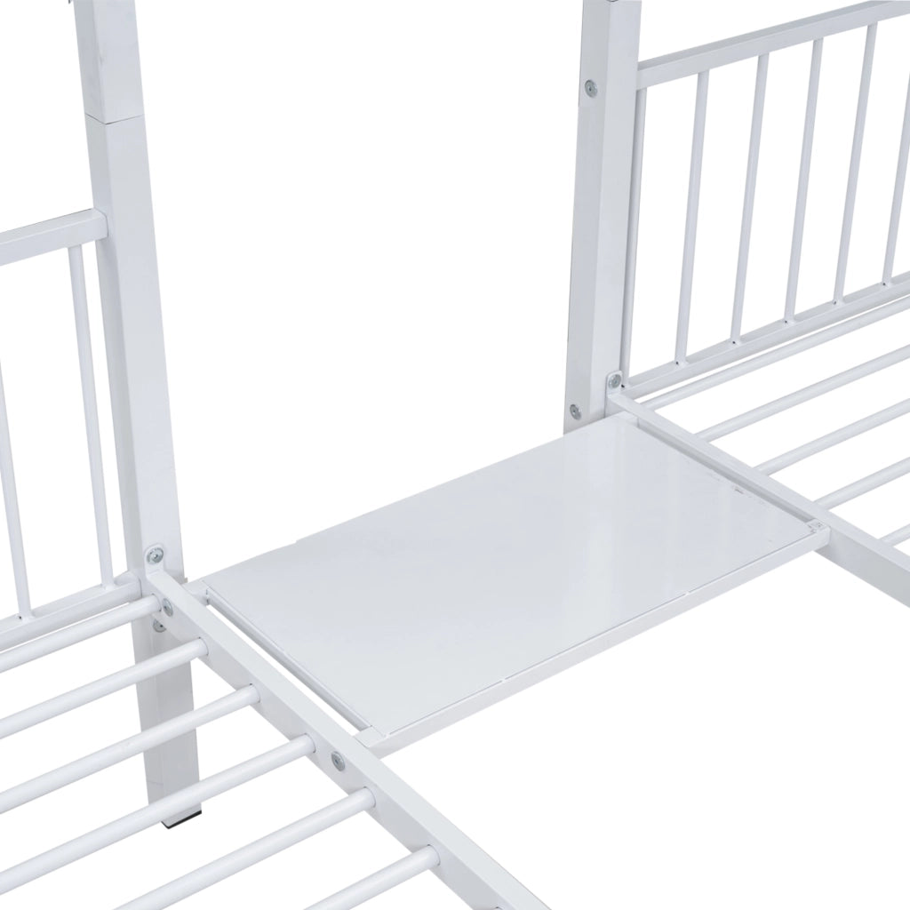 OKWISH Letto a Castello 140×200 cm e 90×200 cm, Letto 3 Posti con 2 Cassetti, Convertibile e Sponde, senza Materasso, Bianco