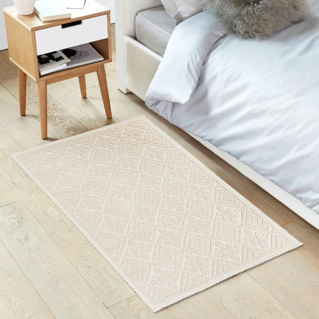 Tappeto Camera Scendiletto Bagno 60x135 cm Puro Cotone Lavabile Elegante Assorbente