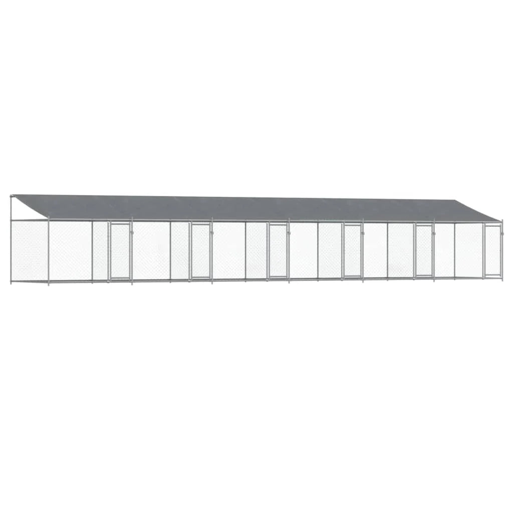 Trasportino per cani con tetto/porte 12 x 2 x 2 m acciaio zincato grigio 02_0041638