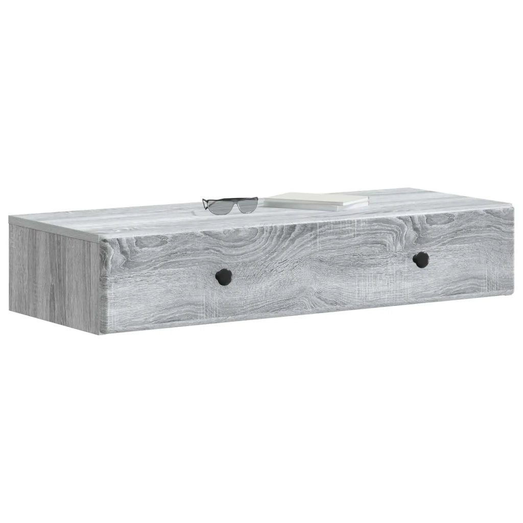 Tavolino da Parete Laterale Grigio Sonoma 87,5 x 34,5 x 17 cm 899181