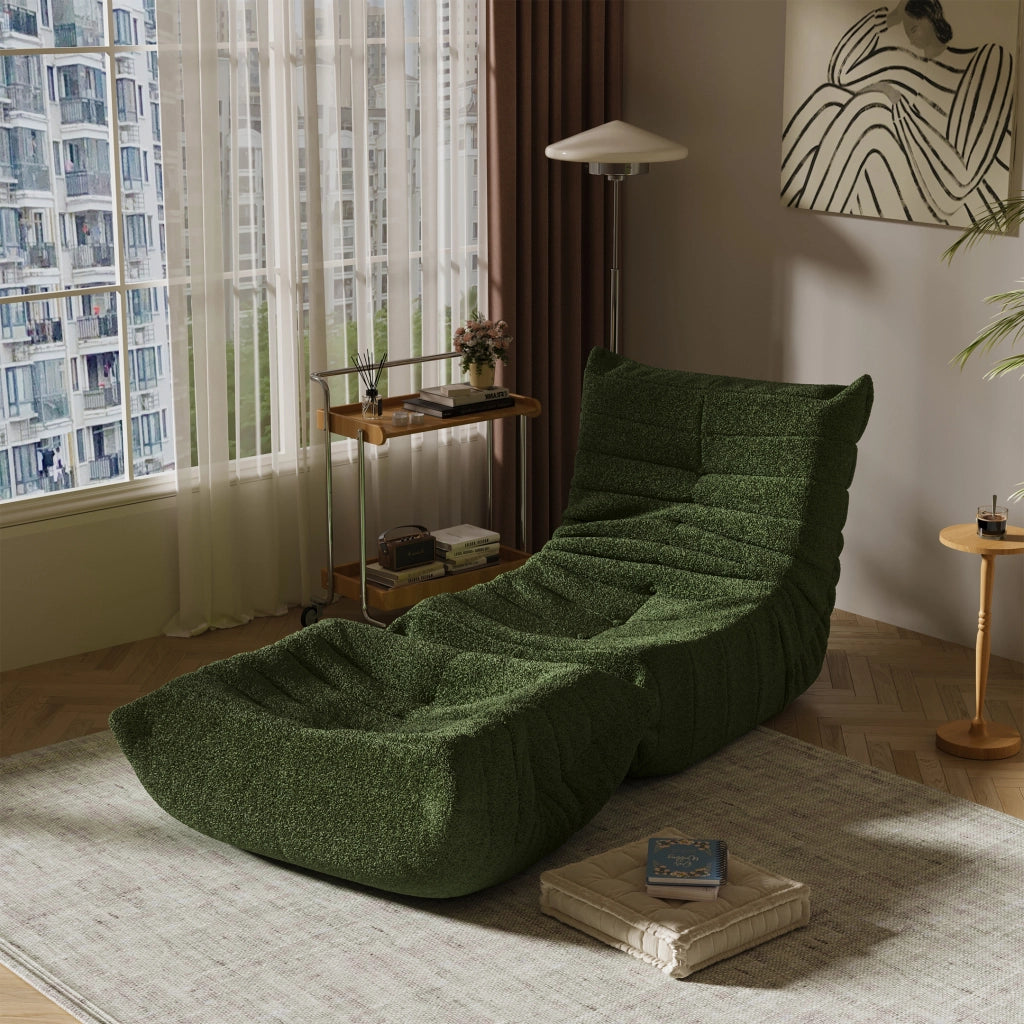 Divano relax verde 112×189×82 cm, tessuto teddy fleece, 2 pezzi, 110 kg